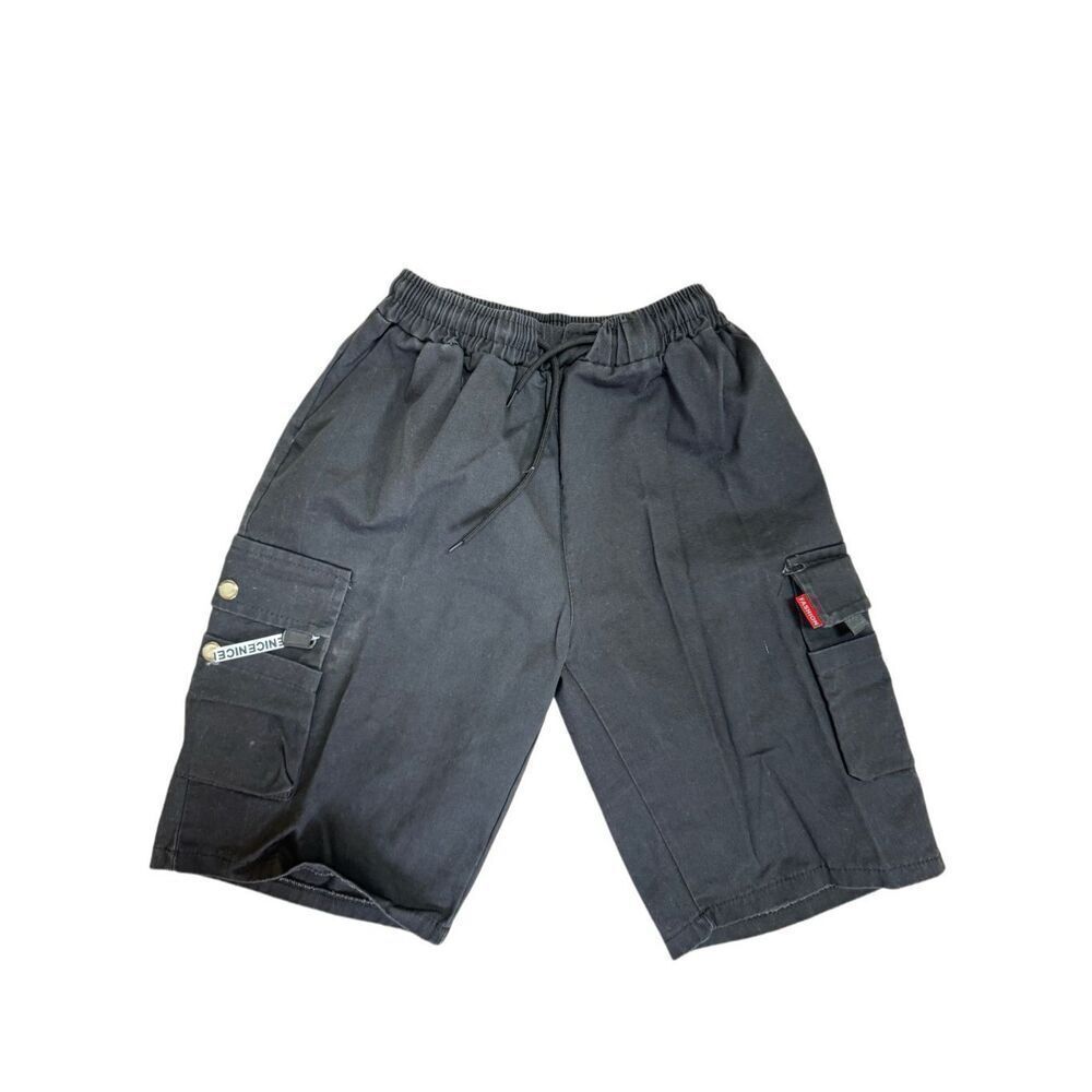 Boys youth black pull on cargo shorts excellent condition large